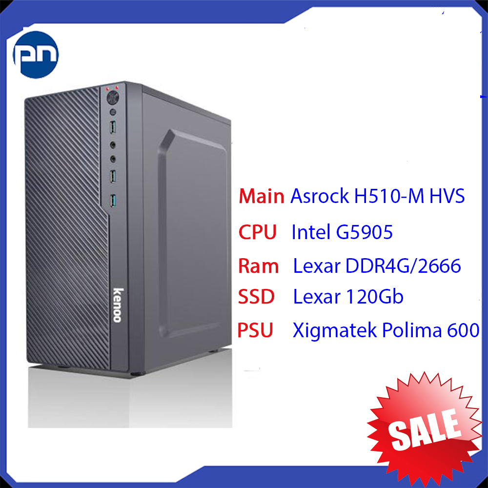PC Văn Phòng, PC học tập online (Asrock H510-M/CPU Intel G5905/Ram Lexar DDR4G/2666/SSD Lexar 128Gb)