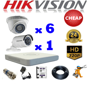 LẮP ĐẶT TRỌN BỘ 7 CAMERA  HIKVISION 2.0MP  (HIK-16112C)