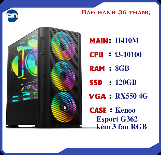 PC GAMING VÀ STREAM (I3-10100/H410M/8GRAM/120Gb SSD/RX550/550W)