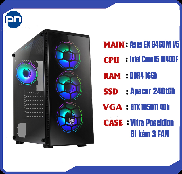 PC Gaming - PC Văn Phòng (Asus EX B460M V5/Intel Core i5/Ram 16G/SSD 240Gb/VGA GTX 1050Ti 4Gb)