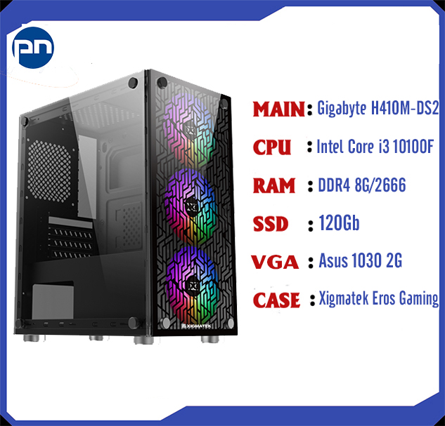 PC Gaming (Gigabyte H410M/Intel Core i3/Ram 8G/SSD 120G/VGA Asus 1030)